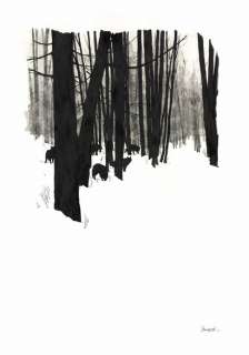 Christophe CHABOUTÉ (né... - Lot 15 - Loups, 5 Encres de couleur sur papier. Signé en bas...