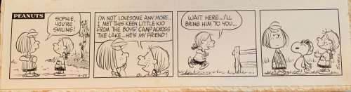 Charles Schulz "Peanuts Daily Flying Ace Original Comic Strip" (c.1968). Original Strip Art Dated 06-28-68 (United Feature Syndicate, 1968)... Hand-Signed by Charles Schulz | Animazing Gallery