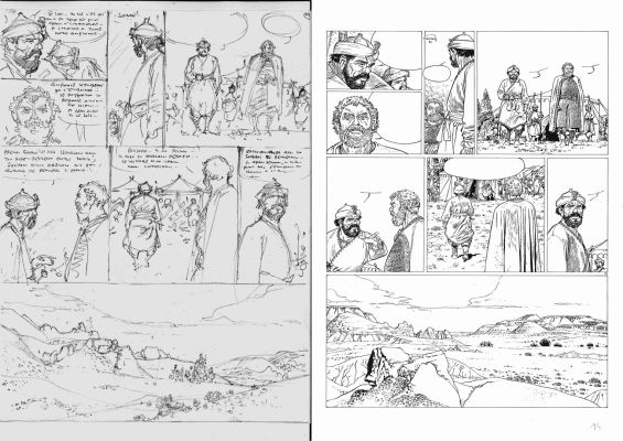 Hermann | Les tours de Bois-Maury tome 8, crayonné + tirage hélio noir de la planche 14 | Galerie OPA