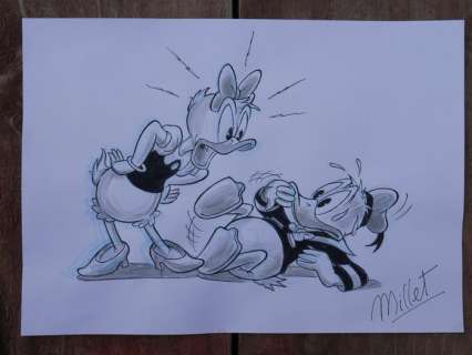 Millet - Original Drawing - Disney-Donald & Daisy Duck "what have you done?!" - Page volante - EO | Catawiki
