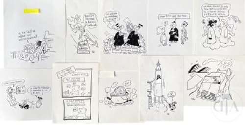 Pévé/Ensemble composé de 10 dessins originaux de presse… | Dagoty