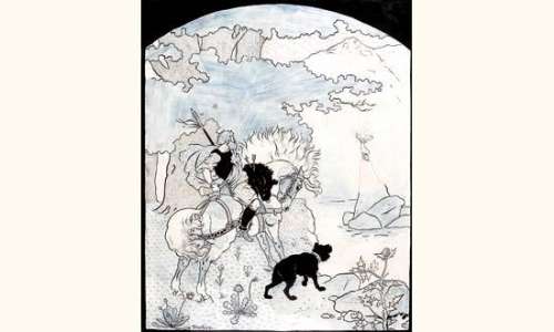 PINCHON. Â« Le Miracle de Saint-Hubert Â«. Encre de Chine noire et crayon | Tessier Sarrou