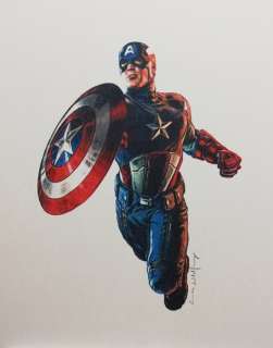 CAPTAIN AMERICA 40x50 cm - Emma Wildfang Oil pastels on an artist cardboard   - EO | Catawiki