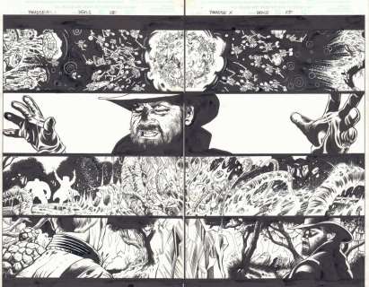 Andrew Pepoy, Stephen Sadowski - paradise x: devils #1 pgs. 28 & 29 - thing and crazy swamp action - 2002