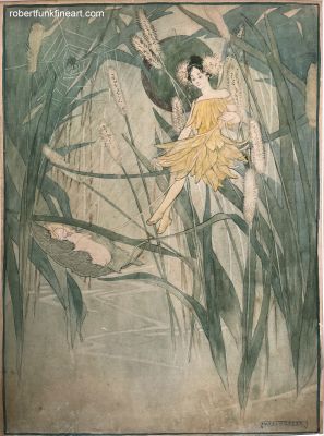 Hazel Frazee | Hazel Frazee , Fairy in the Pussy Willows with Baby And Spider Web, 1925-1935 | ComicArtFans Classifieds
