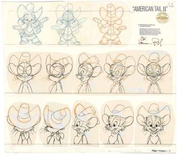 Amblimation/Steven Spielberg - Original Model Sheet - Fievel goes West - (1982) | Catawiki