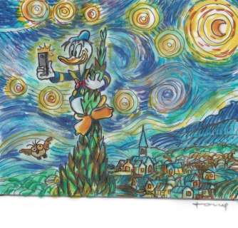 Donald Duck’s Selfie inspired by Van Gogh’s - Original Drawing - Tony Fernandez - EO | Catawiki