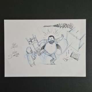 David Ratte. Encre... | David RATTE. Encre N&B + crayonné bleu. Homme en crise... | Aibo Art Auction