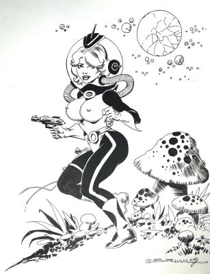 Newton Burcham | Rana Raygun 14’’ X 11’’ Pin-Up Signed | ComicArtFans Classifieds