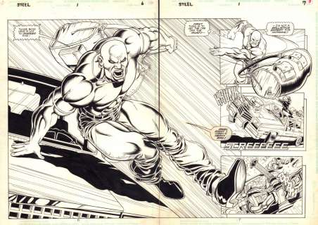 Chris Batista, Rich Faber - steel #1 pgs. 6 & 7 - john henry irons action dps - 1994