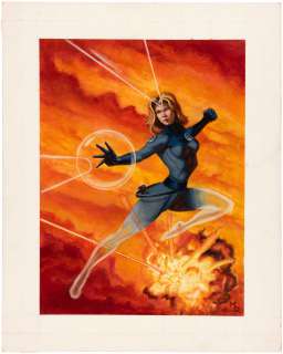 FANTASTIC FOUR - INVISIBLE WOMAN PAINTING ORIGINAL ART BY MARK ROMANOSKI. | Hake’s
