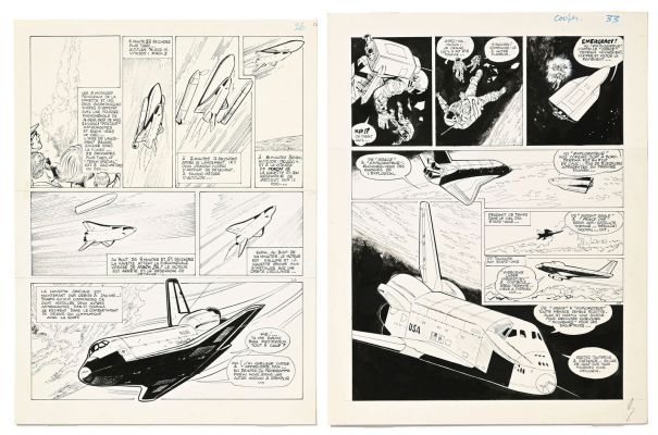 Lot 1994 - Dan Cooper, Albert Weinberg, tome 31, "Navette Spatiale", éd. Novedi, 1983, planches originales | misc / divers