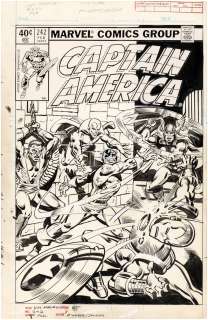 "CAPTAIN AMERICA" #242 COMIC BOOK COVER ORIGINAL ART BY AL MILGROM. | Hake’s