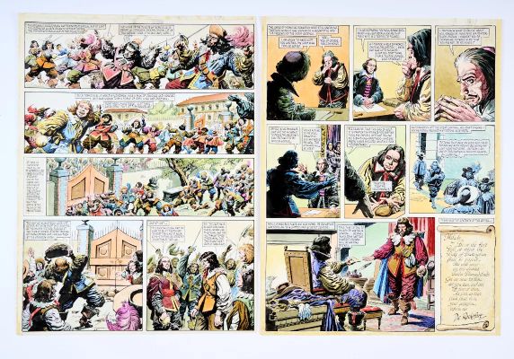 Lot 81 - The Three Musketeers: two original colour artworks by Ruggero Giovannini (1967) for Look & Learn, | Comic Book Auctions ltd