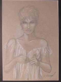 Renaud - Dessin original - Portrait érotique de Jessica Blandy - sur papier gris | Catawiki