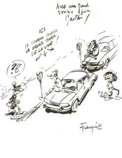 Franquin. Dessin original dédicacé Gaston | BDEnchères