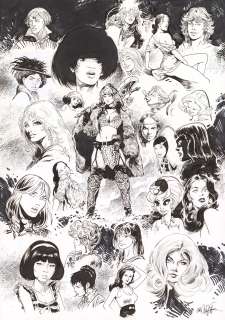 Christophe BEC (né en... - Lot 35 - Héroïnes Encre de Chine sur papier. Signé en bas à...