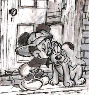 Mickey Mouse and Pluto - Best Friends - Original Sketch - Tony Fernandez - Art original | Catawiki