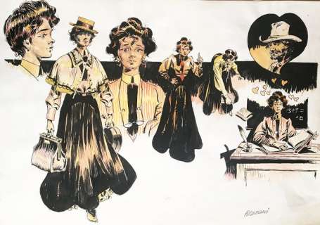  - Renzo Calegari - Illustrazione originale, anche sul retro - firmata - cm 50x34 