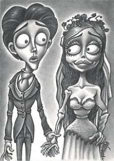 Tim Burton’s Corpse Bride - Victor Van Dort & Emily - Original Drawing - Joan Vizcarra - Art de crayon | Catawiki