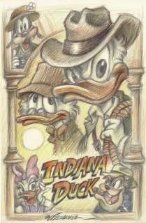 Indiana Duck - Donald Duck, Scrooge, Goofy, Pete & Daisy - Original Drawing - Joan Vizcarra  - Art original | Catawiki
