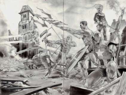 Bing Cansino - Avengers / Invaders Double Spread Splash Pinup (2008)