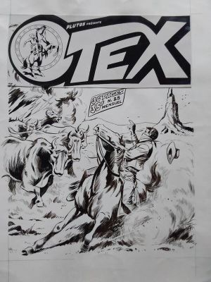 Cézard | Cézard TEX ( Tex Willer ) Plutos 25 Couverture Originale Planche N&B + Calque, Petit Format RC 1954 Lug | 2DGalleries