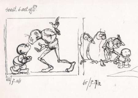 Dulieu, Jean (Oort, Jan van)  - Originele tekening - Paulus de Boskabouter - Paulus, Eucalypta, Salomo en Oehoeboeroe - (1978) | Catawiki