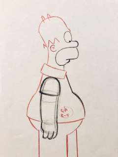 The Simpsons - Homer - Original Animation Drawing by Matt Groening EP12/S09 - EO - (1997) | Catawiki