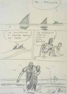 Hugo PRATT 1927-1995 Les Scorpions du désert - Épisode 4 Brise de mer Crayon sur papier fin pour la page 134 de cet album p... | Artcurial