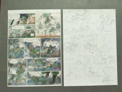 Hermann - Planche originale crayonnés (p.44) - Bernard Prince T.18 - Menace sur le fleuve (2010) | Catawiki