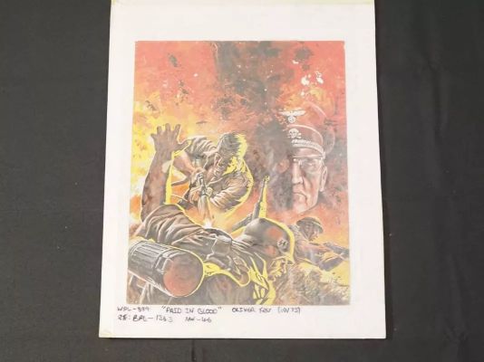 Lot 364 - WAR PICTURE LIBRARY - original colour comic cover art, gouache on card, mounted on board, for #889 | Excalibur Auctions