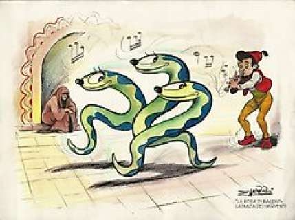 La Rosa di Bagdad - Guido Zamperoni - illustrazione orig. "La Danza dei Serpenti" - Page volante | Catawiki