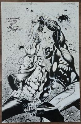 ORIGINAL VALIANT COMICS COVER ART! NORM BREYFOGLE! BLOODSHOT #35! SIGNED!