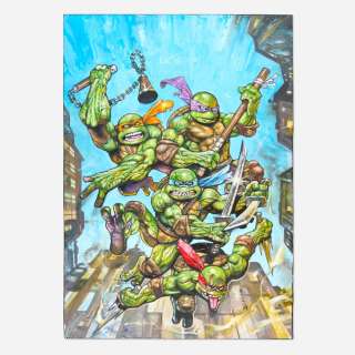 Simon Bisley, Teenage Mutant Ninja Turtles 40th Anniversary Cover Original Art and Preliminary Art (IDW, 2024) | Landry Pop Auctions
