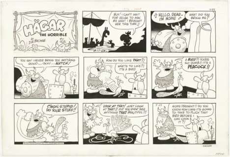87: Browne Hagar Sunday 7/29/73 original comic art | Russ Cochran