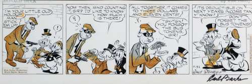 â€œScrooge McDuckâ€ and â€œDonald Duckâ€ comic strip art signed by Carl Barks. | Profiles in History