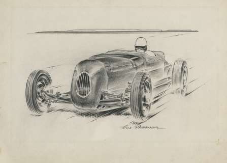 Gus Maanum (3) sketches of racers. | Profiles in History