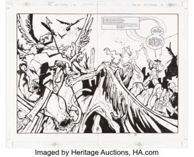 McKeever, Ted - Ted McKeever Faith#4 Double Page Spread 2-3 Original Art (DC, 2000)....