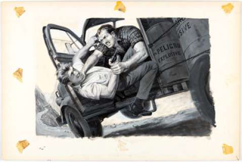 Pollen, Samson | Samson Pollen Men Magazine March-1973 Double Page Painting Original Art (Magazine Management, 1973).... | Heritage