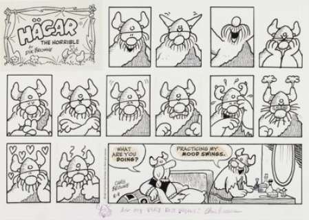 Browne, Chris | Chris Browne Hagar the Horrible Sunday Comic Strip Original Art dated 8-8-93 (King Features Syndicate, 1993). ... | Heritage