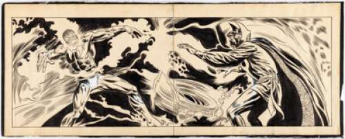 Aclin, Jeff | Jeff Aclin - Unpublished Marvel UK Center 2-Page Doctor Strange Pin-Up Poster Original Art (Marvel UK, c. 1970s).... | Heritage
