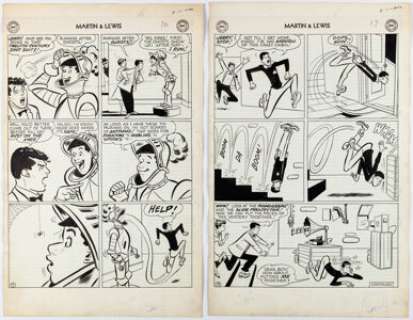 Fitzgerald, Owen | Owen Fitzgerald The Adventures of Dean Martin and Jerry Lewis #21 Story Pages 16-17 Original Art (DC, 1955).... (Total: 2 Original Art) | Heritage