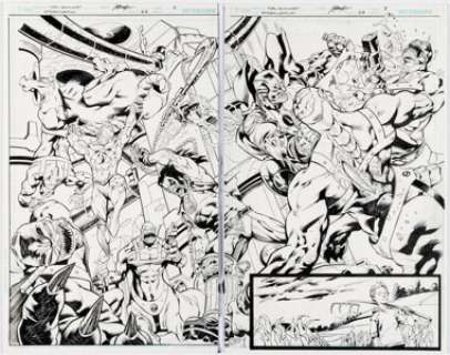 Guichet, Yvel - Yvel Guichet and Le Beau Underwood Stormwatch #23 Double Page Spread 2-3 Original Art (DC, 2013).... (Total: 2 Original Art)