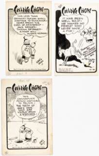Sidney Smith - Ching Chow Daily Single Panel Comic Strip Original Art Group of 3 (Chicago Tribune/News Syndicate Co., 1932-33/1952). (Total: 3 Original Art)