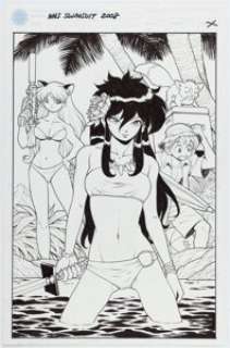 Ben Dunn Ninja High School Swimsuit Special 2008 Unpublished Pin-up Original Art (Antarctic Press, 2008).