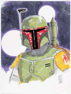 Tom Hodges - Boba Fett Illustration Original Art (2018).