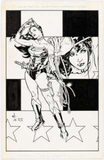 Ray Snyder [Drew Johnson printed blue lines] - Wonder Woman Specialty Illustration Original Art (2014).