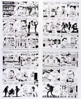 Peter Bagge Reason Magazine Complete 4-Page Story "Booker T. Washington Shares Some Hard Truths" Original Art (Reason Foundation, 2021). (Total: 4 Original Art) | Heritage