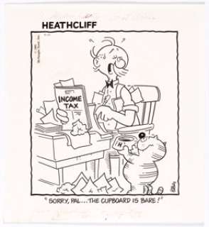 George Gately Heathcliff Daily Comic Strip Original Art dated 4-14-81 (McNaught Syndicate, 1981).